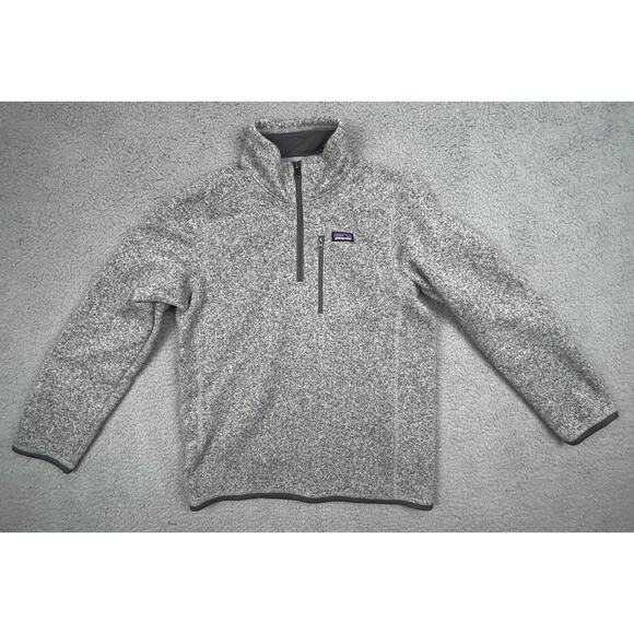 Patagonia Youth Sweatshirt Size XL Heather Gray Soft Fleece Mock Neck 1/4 Zip - Picture 3 of 16